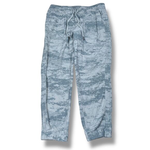 Athleta Farallon Jogger Pants Women's Small Camo Coast Blue Travel Fitted Cotton - Picture 1 of 9